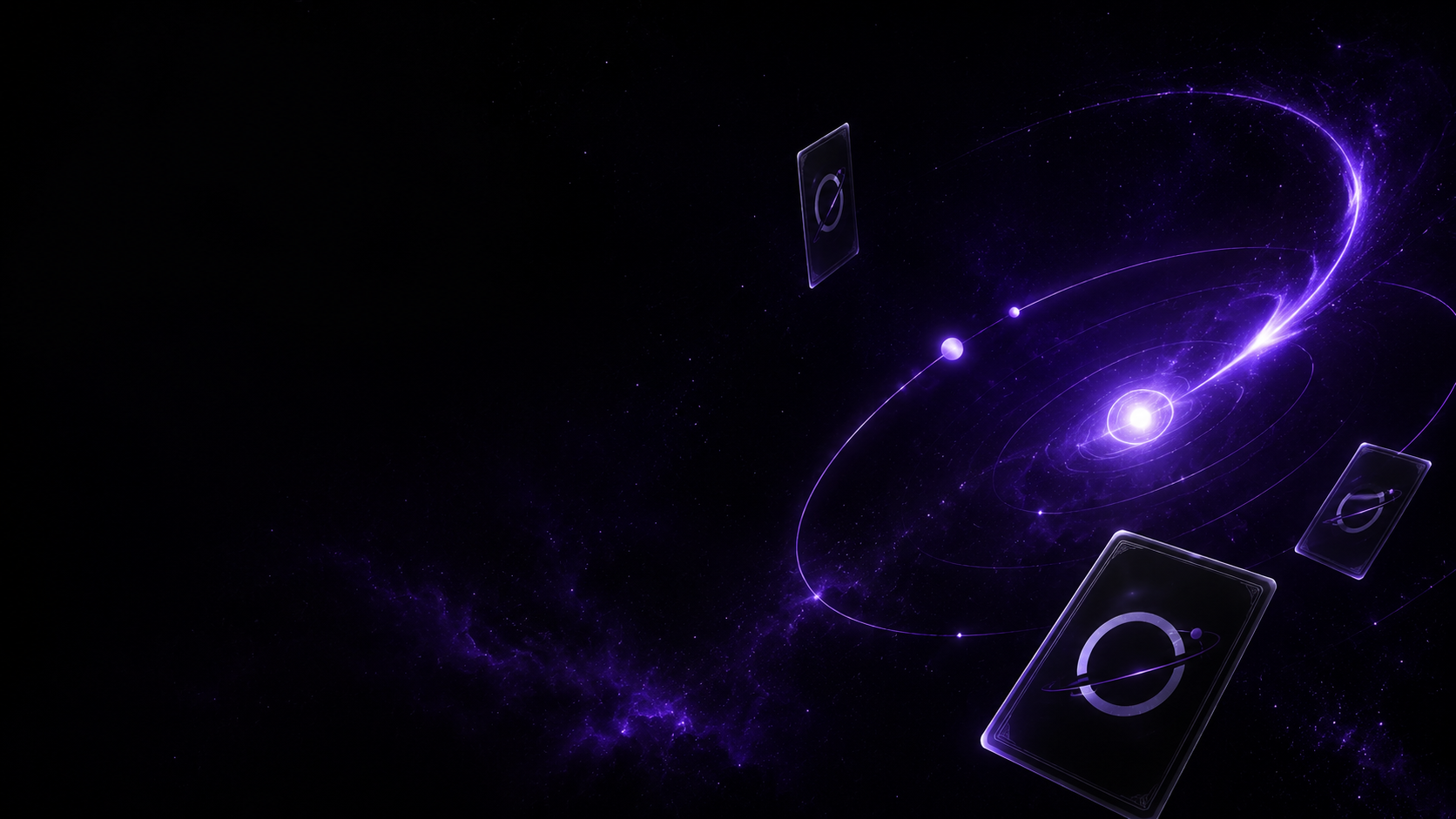 Imagen misteriosa espacial con cartas flotando